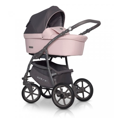 Riko Basic Pastel - wózek wielofunkcyjny, zestaw 2w1 z opcją 3w1 i 4w1 | Powder Pink